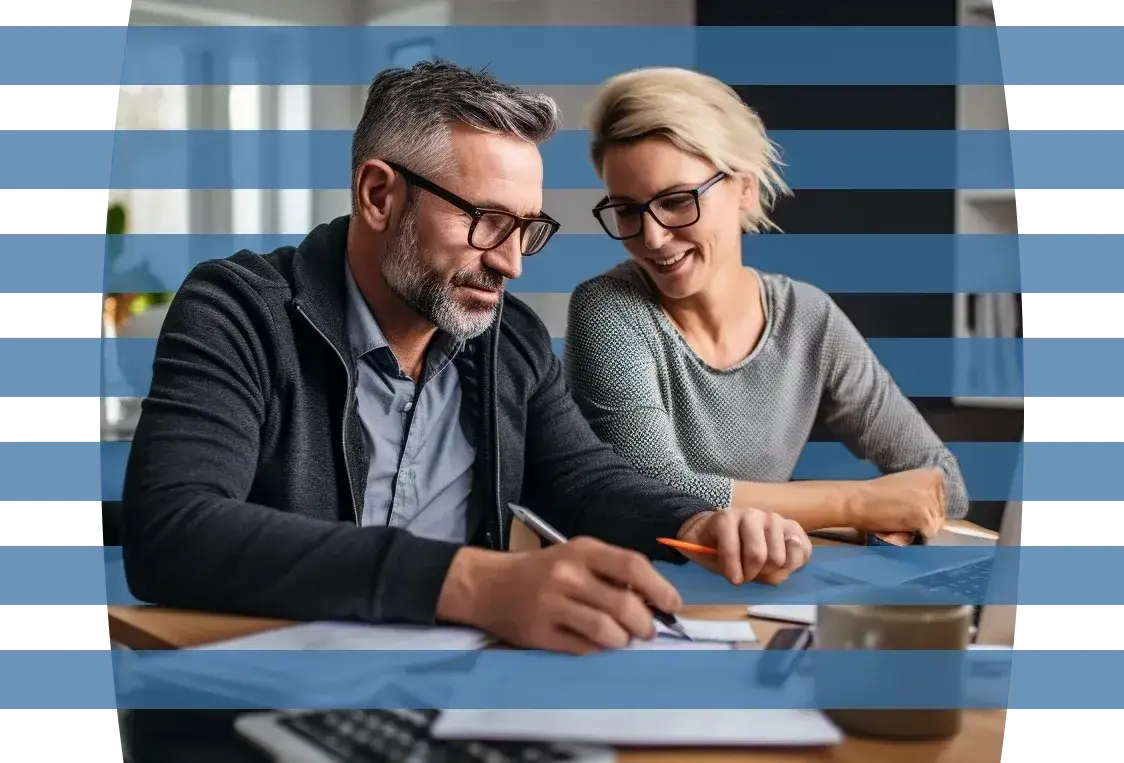 Two colleagues discussing finances