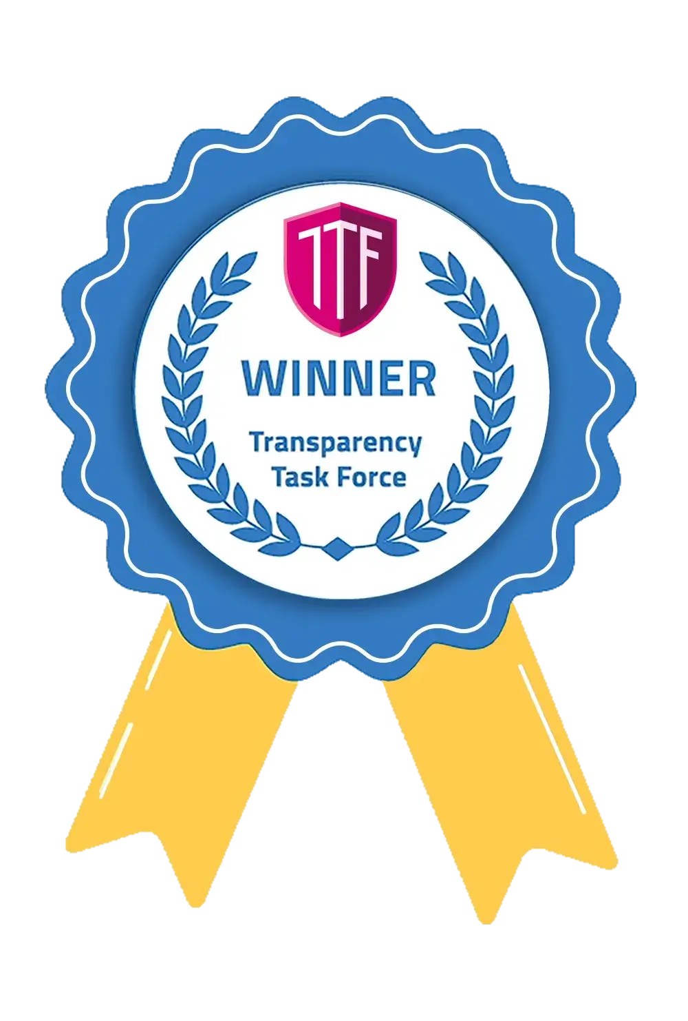 A winner award from Transparency Task Force on a transparent background
