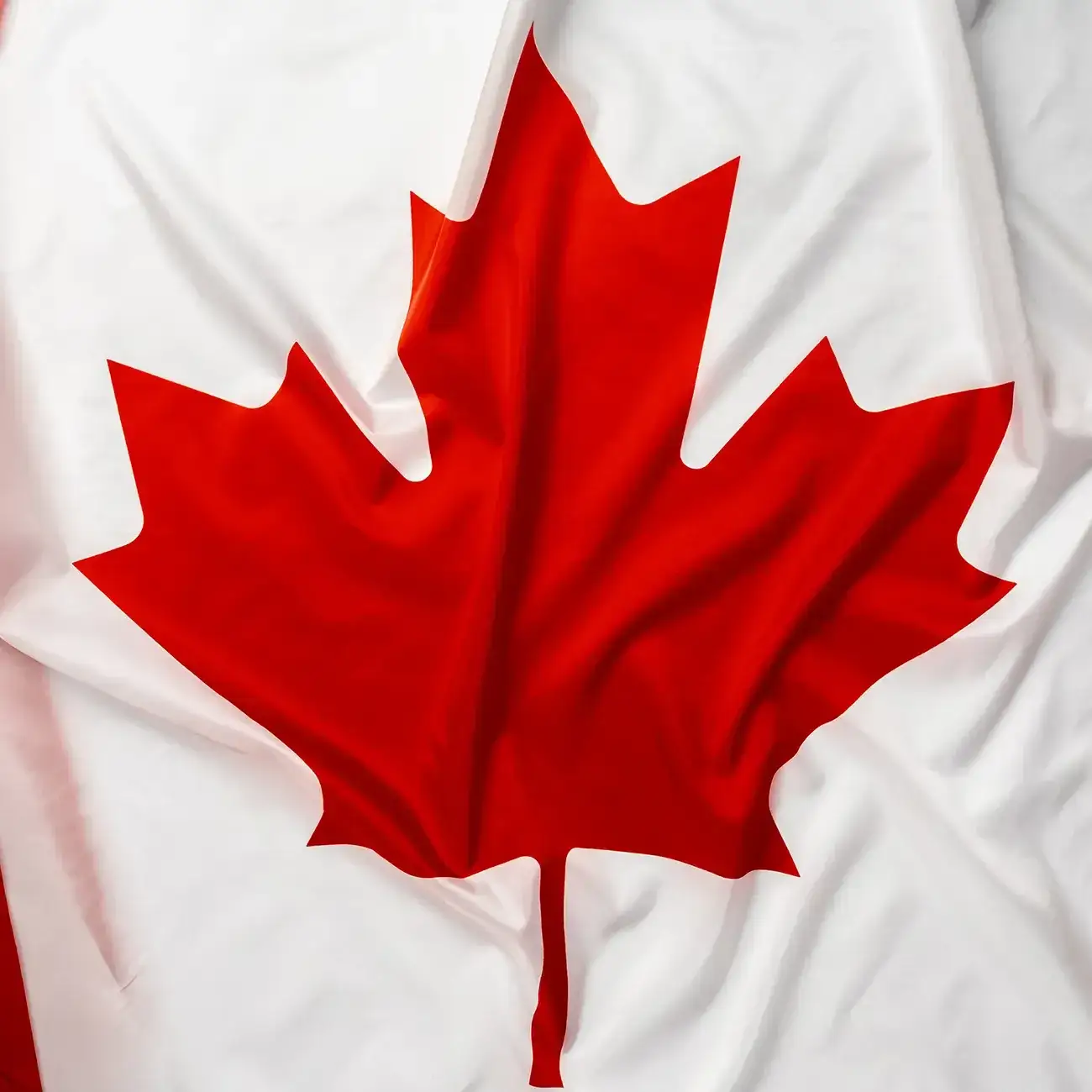 Close-up image of the rippled flag of Canada